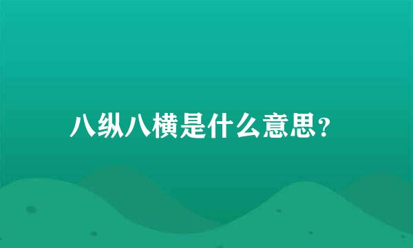 八纵八横是什么意思？