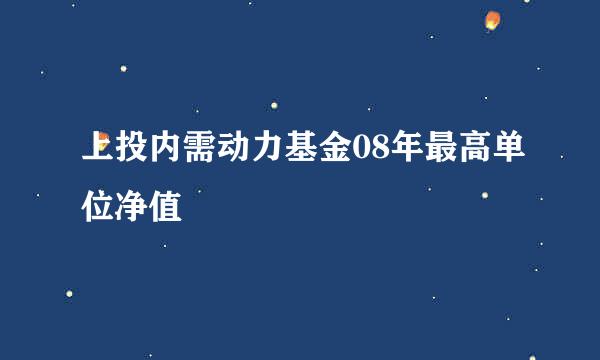 上投内需动力基金08年最高单位净值