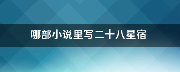 哪部小说里写二十八星宿