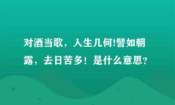 对酒当歌，人生几何!譬如朝露，去日苦多！是什么意思？