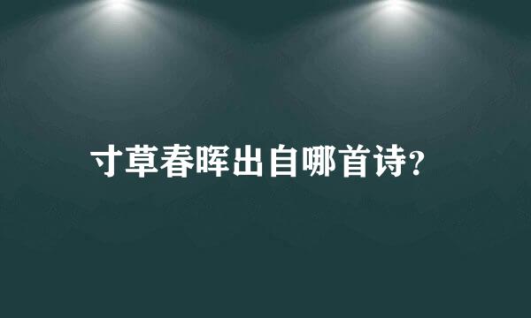 寸草春晖出自哪首诗？