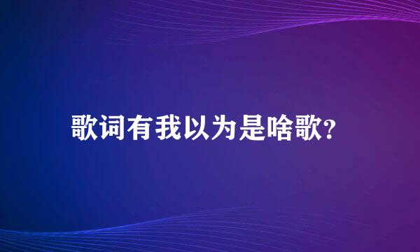 歌词有我以为是啥歌？