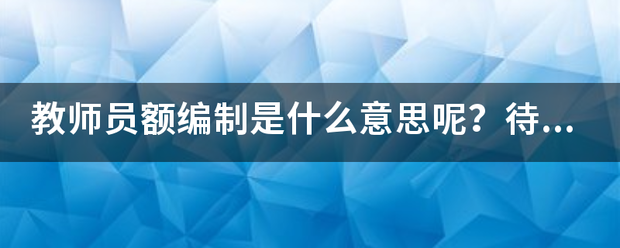 教师员额编制是什么意思呢？待遇与正式编制有什么区别？