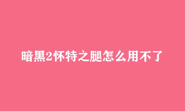 暗黑2怀特之腿怎么用不了