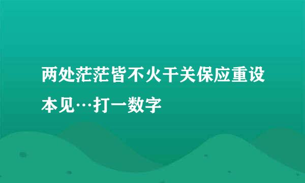 两处茫茫皆不火干关保应重设本见…打一数字