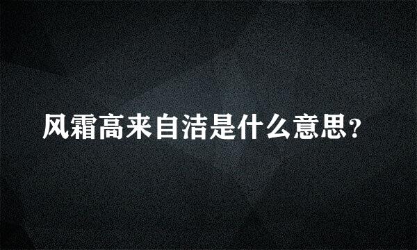 风霜高来自洁是什么意思？