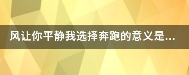 风让你平静我选择来自奔跑的意义是什么歌？