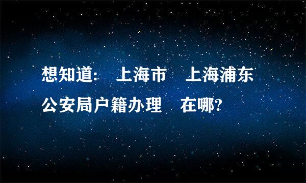 想知道: 上海市 上海浦东公安局户籍办理 在哪?