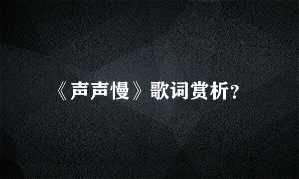 《声声慢》歌词赏析？