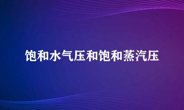 饱和水气压和饱和蒸汽压