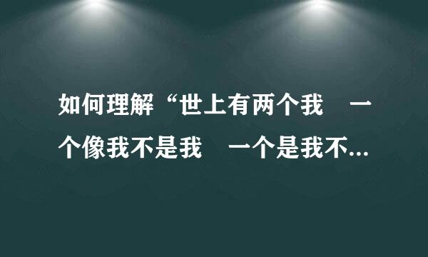 如何理解“世上有两个我 一个像我不是我 一个是我不像我”？