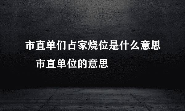 市直单们占家烧位是什么意思 市直单位的意思