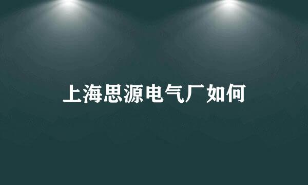 上海思源电气厂如何