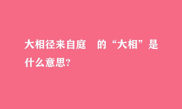 大相径来自庭 的“大相”是什么意思?