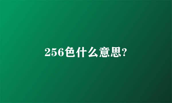 256色什么意思?