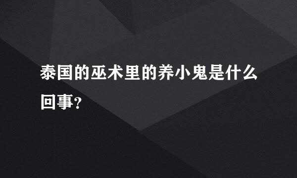 泰国的巫术里的养小鬼是什么回事？