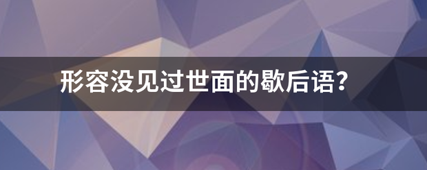 形容没见过世面的歇后语？