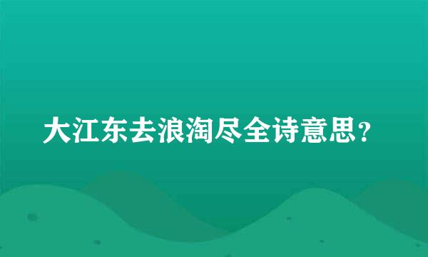 大江东去浪淘尽全诗意思？