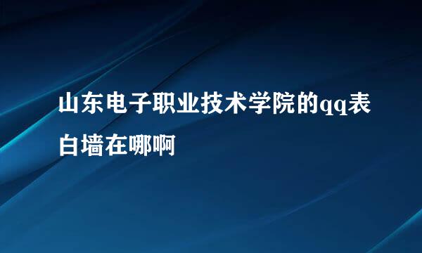 山东电子职业技术学院的qq表白墙在哪啊