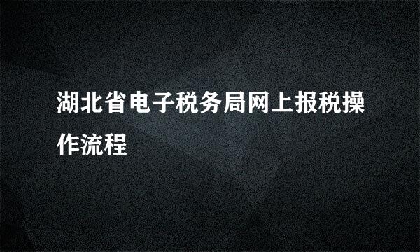 湖北省电子税务局网上报税操作流程