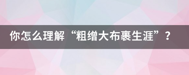 你怎么理解“粗缯大布裹生涯”？