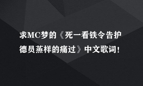 求MC梦的《死一看铁令告护德员蒸样的痛过》中文歌词！