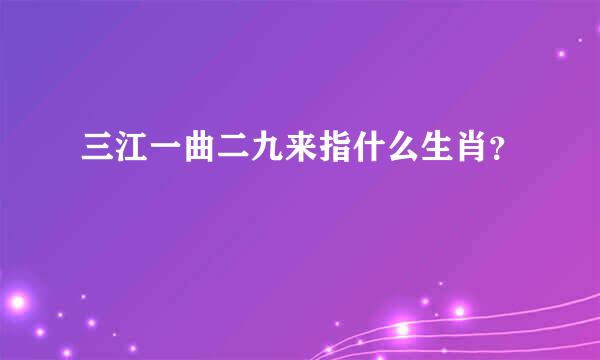 三江一曲二九来指什么生肖？