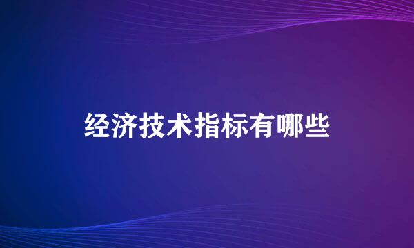 经济技术指标有哪些