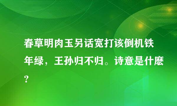 春草明肉玉另话宽打该倒机铁年绿，王孙归不归。诗意是什麽？