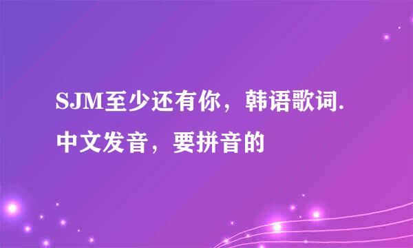 SJM至少还有你，韩语歌词.中文发音，要拼音的