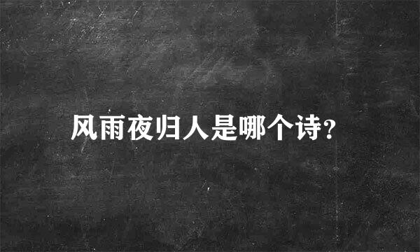 风雨夜归人是哪个诗？