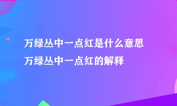 万绿丛中一点红是什么意思 万绿丛中一点红的解释