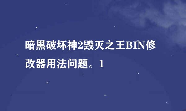 暗黑破坏神2毁灭之王BIN修改器用法问题。1