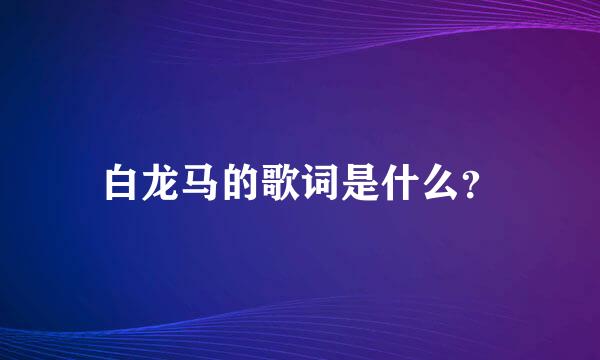 白龙马的歌词是什么？