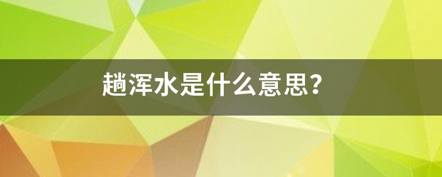 趟浑水是什么意思？