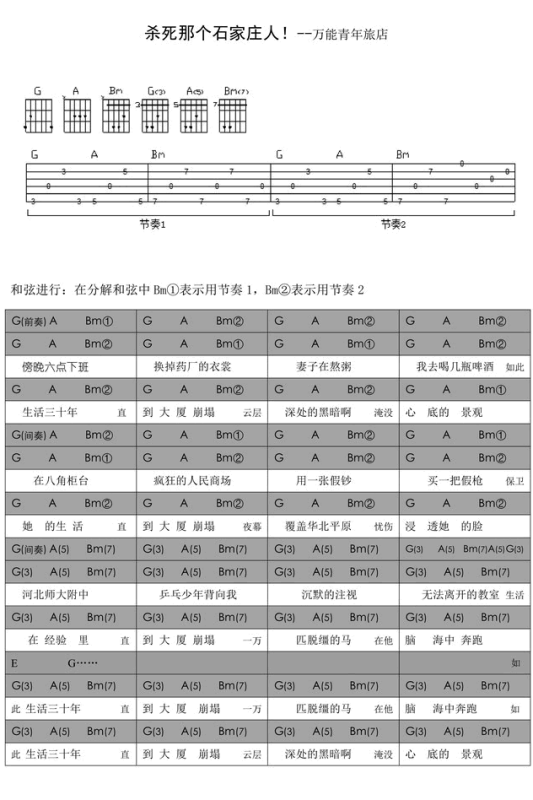 杀死那个石家庄人的歌词