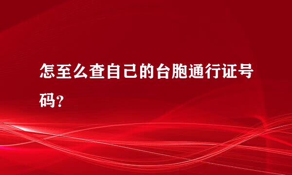 怎至么查自己的台胞通行证号码？