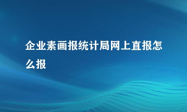 企业素画报统计局网上直报怎么报