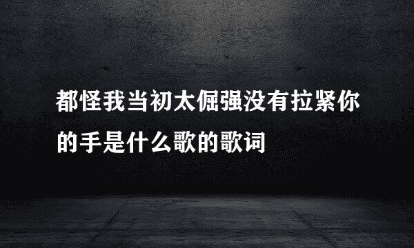 都怪我当初太倔强没有拉紧你的手是什么歌的歌词