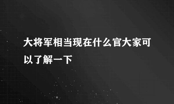 大将军相当现在什么官大家可以了解一下