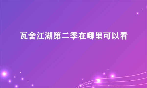 瓦舍江湖第二季在哪里可以看