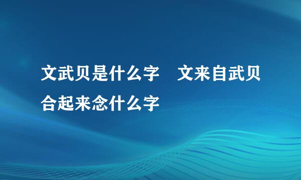 文武贝是什么字 文来自武贝合起来念什么字