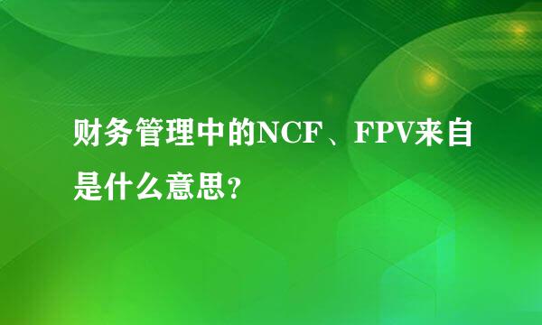 财务管理中的NCF、FPV来自是什么意思？