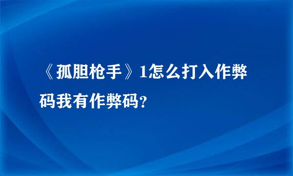 《孤胆枪手》1怎么打入作弊码我有作弊码？