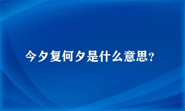 今夕复何夕是什么意思？