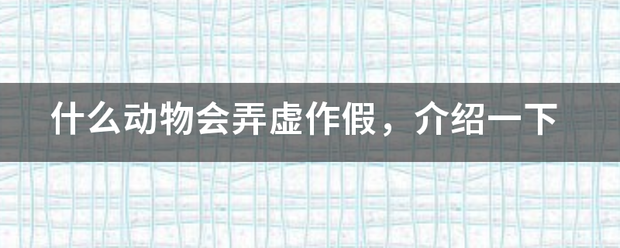 什么动物会弄虚作假，介绍一下