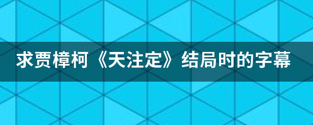 求贾樟柯《天注定》结局时的字幕