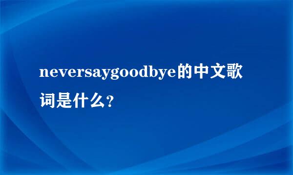 neversaygoodbye的中文歌词是什么？