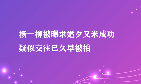 杨一柳被曝求婚夕又米成功 疑似交往已久早被拍