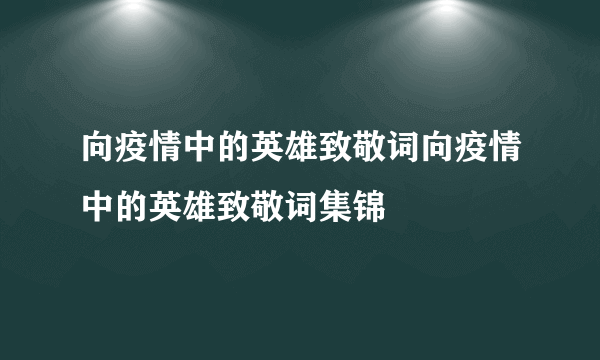 向疫情中的英雄致敬词向疫情中的英雄致敬词集锦